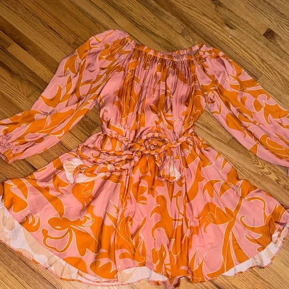 Floral Pink and Orange Women's Dress - Picture 1 of 4